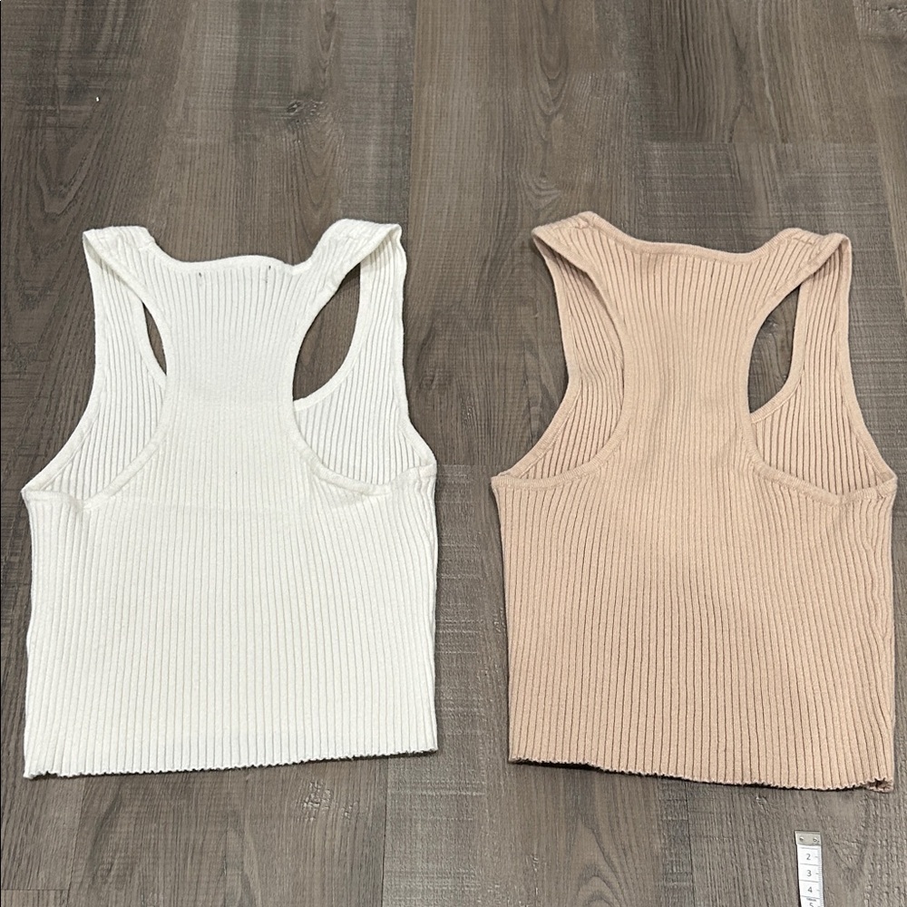 Forever 21 Ribbed Tank Top Set - White and Tan - Picture 6 of 6